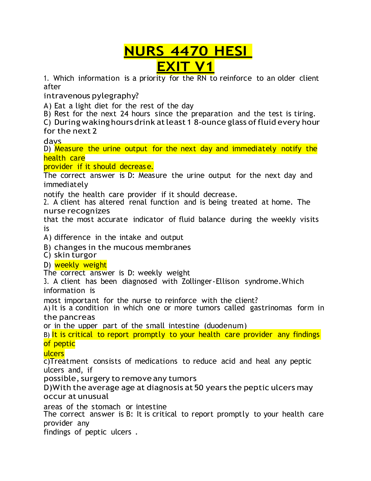 Preview of NURS 4470 HESI EXIT V1